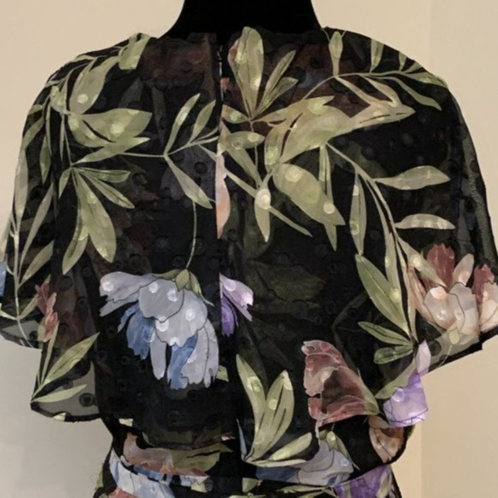 Gabby Skye Black Floral Faux-Wrap Midi Dress - Picture 11 of 11